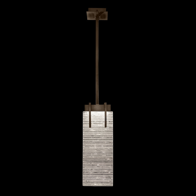 Luminaire suspendu rectangulaire 7,75 po Terra, H 21 po x l 7,75 po x P 7 po, Bronze