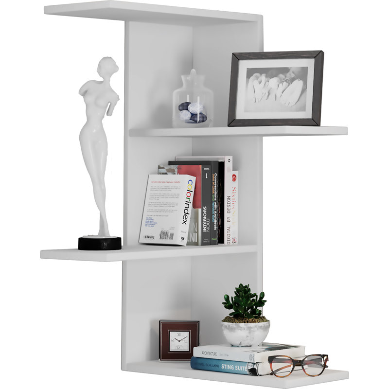 Seleste 77cm H x 45cm W Floating Bookcase, White