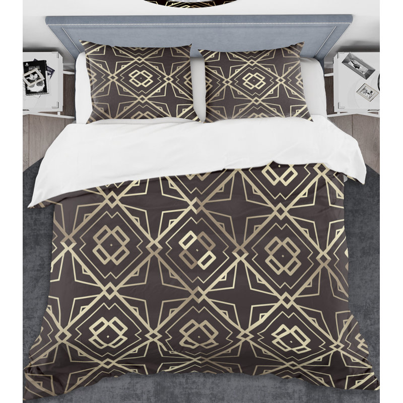 Ensemble de housse de couette de style mid-century art déco, Housse de couette très grand + 2 taies décoratives