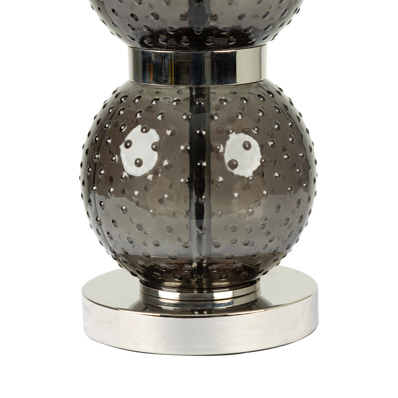 Boneau 71cm Table Lamp with Glass Base For Bedroom Furniture, Bedside Buffet Lamp with Linen Shade