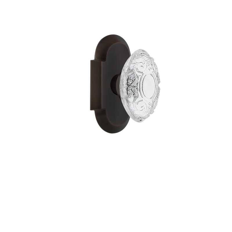 Assiette maison de campagne avec bouton victorien en cristal, 2 3/8 po, Bronze intemporel