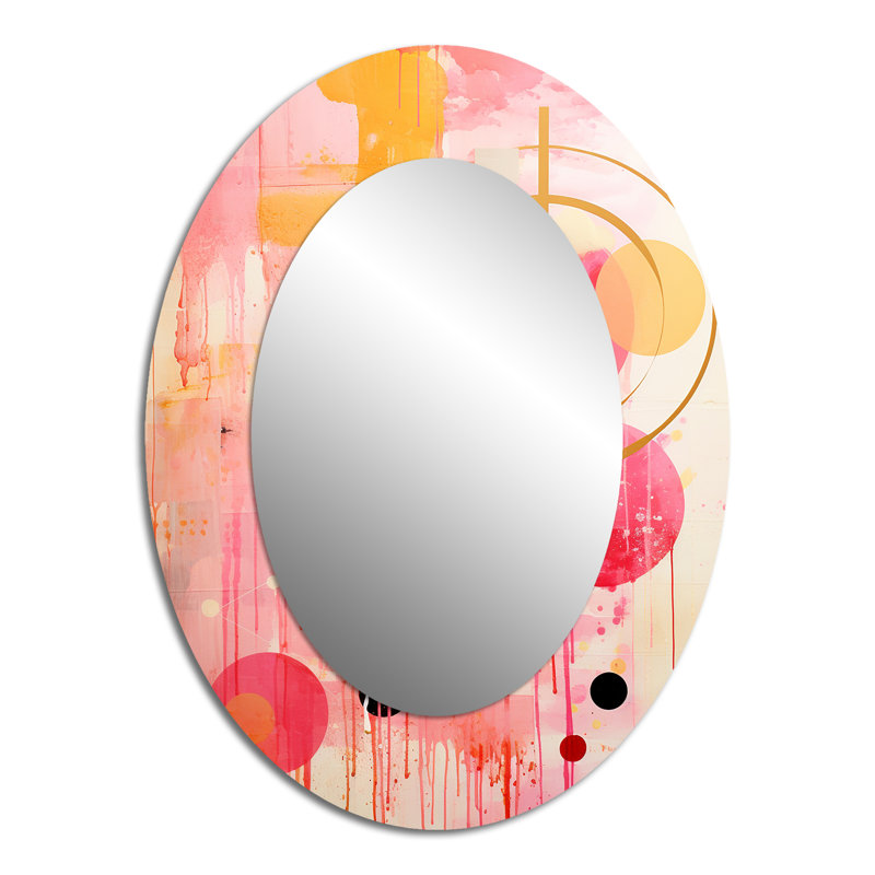 Miroir mural rose et rose, H 40 po x l 30 po