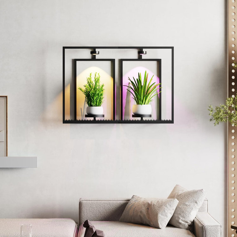 Tablette murale en métal avec support pour plantes lumineuses suspendues 3 couleurs