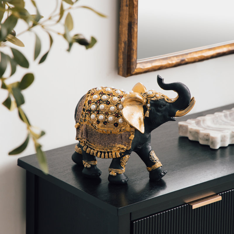 Polystone Handmade Elephant Decorative Brown Sculpture