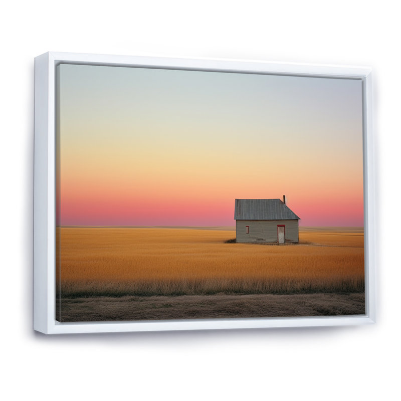 Horizons sans fin des Prairies au coucher du soleil, Cadre flottant blanc, H 24 po x l 32 po