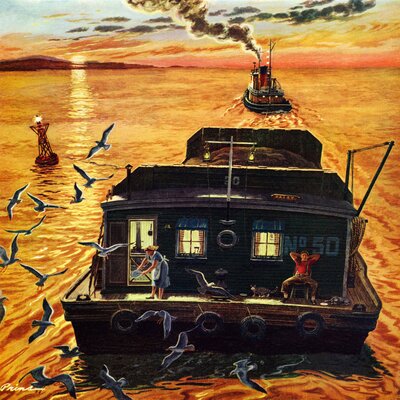 Houseboat' Painting Print on Wrapped Canvas -  Marmont Hill, MH-CSTLCT-57-C-24