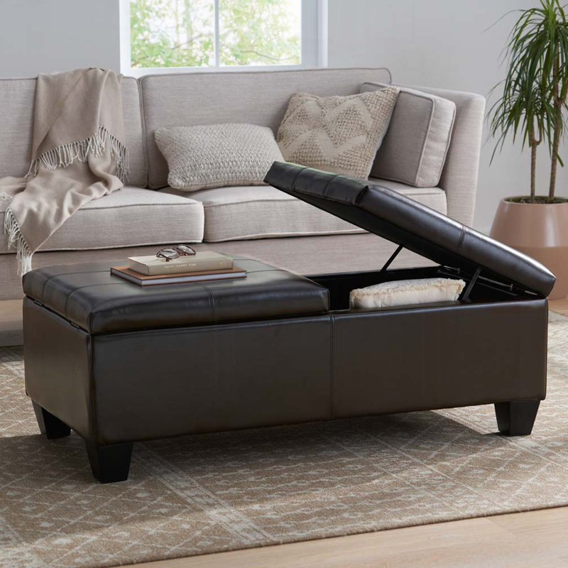 Banc de rangement en polyuréthane 50,50 ", Noir