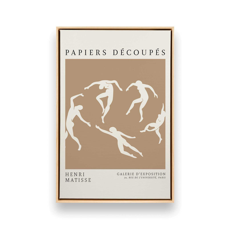 La danse en brun clair de Matisse, H 12,75 po x l 8,75 po x P 1,75 po, Cadre américain en érable flottant