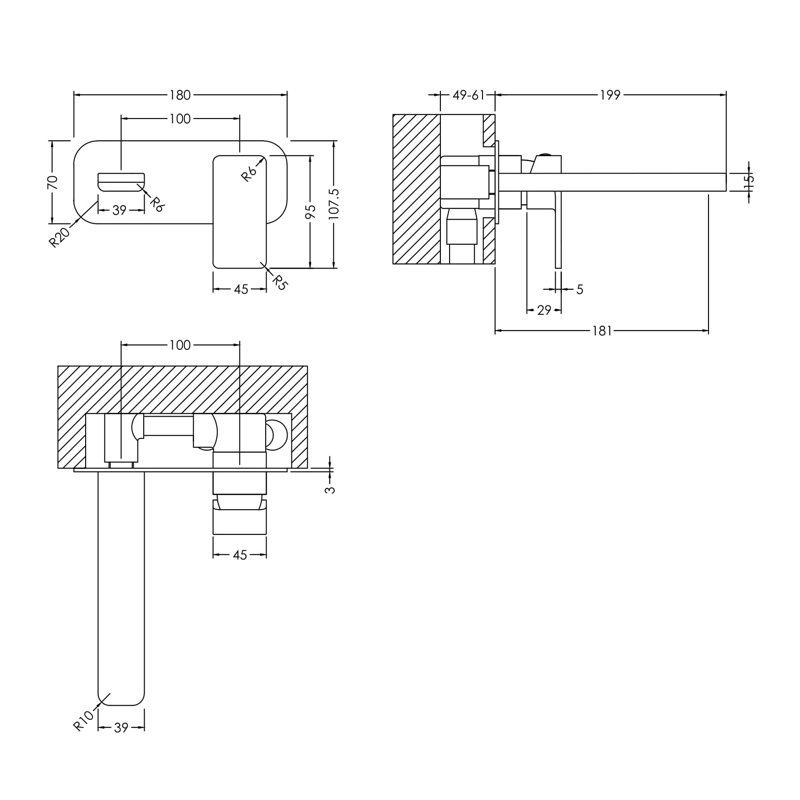 Windon Pillar Tap, Matt Black