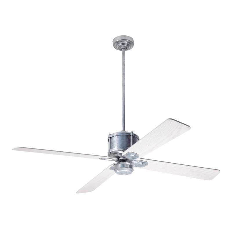Industry Downrod Ceiling Fan, Remote Control, Whitewash, Galvanized