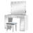 Margo Vanity Set With Lighted Mirror And Padded Stool, White-Gray