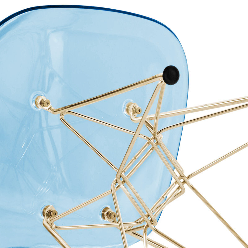 Chaise de salle à manger Northfleet, Bleu transparent, Ensemble de 4, Doré