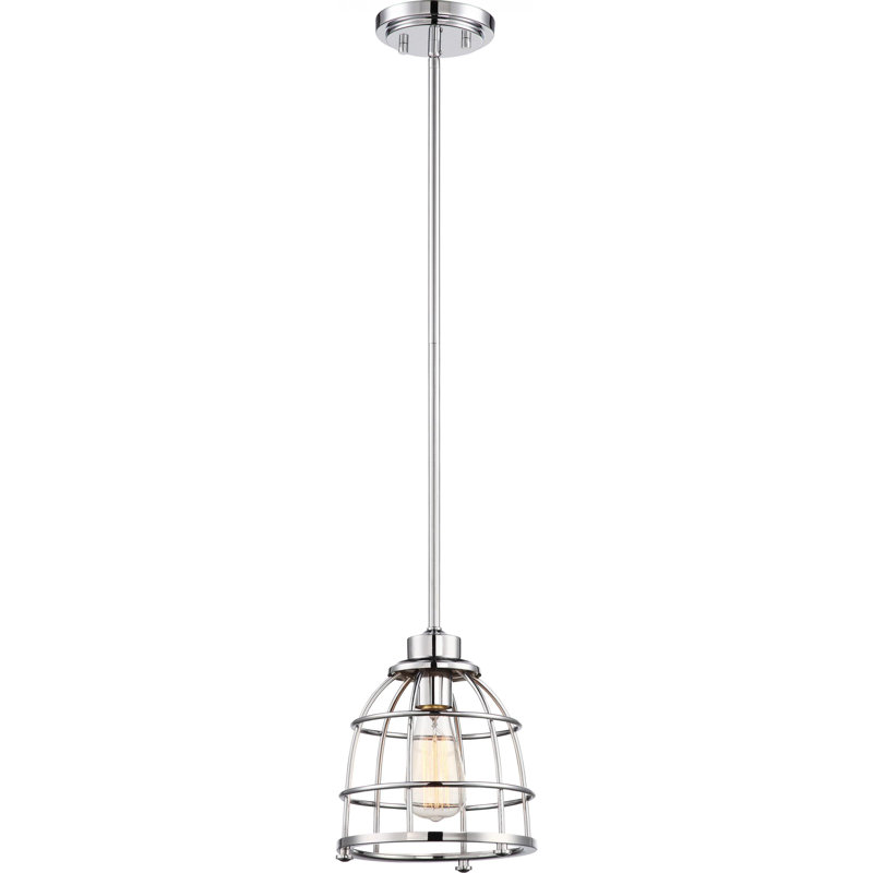 Motes 1 - Light Single Pendant, 46.5" H x 7.25" W x 7.25" D, Polished Nickel