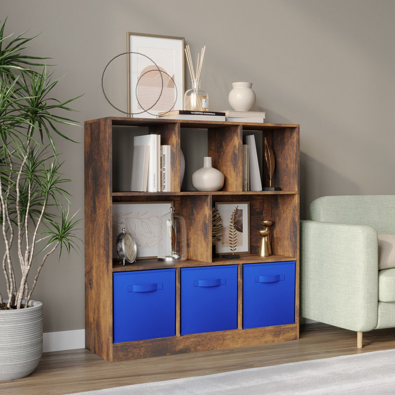 95.3cm H x 88.8cm W Cube Bookcase, Drak Blue