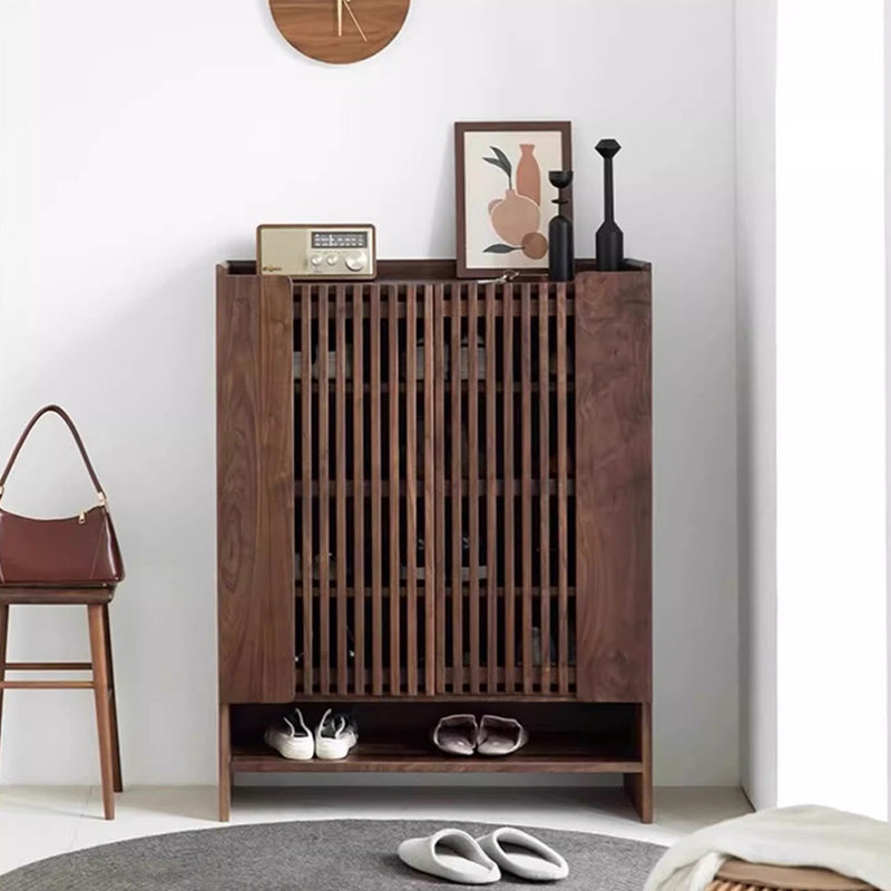 Rangement pour chaussures en bois massif brun noisette