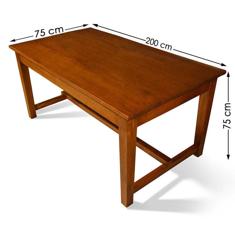 Delrosario Beech Solid Wood Base Dining Table, H75 x L200 x W75cm