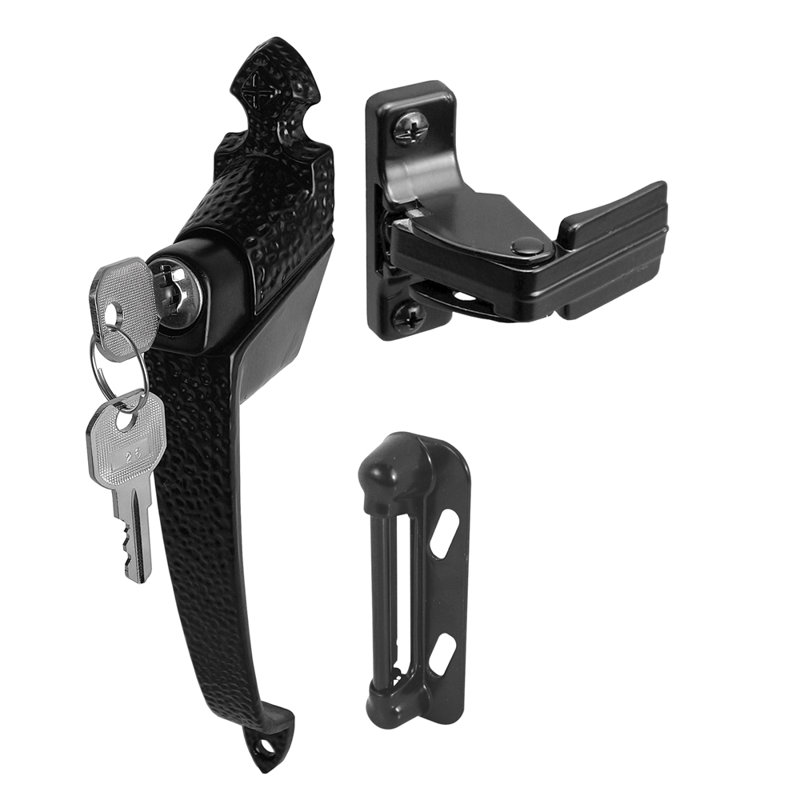 1-3/4 In., Black, Colonial Push Button Lock With Key