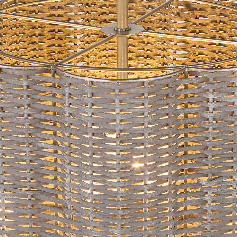 Boracay 4 - Light Rattan Dimmable Drum Chandelier, Brushed Nickel, Gray