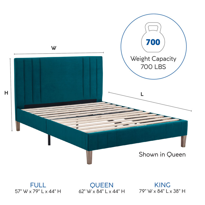 Moniz Upholstered Platform Bed, Full, Antonio Juniper