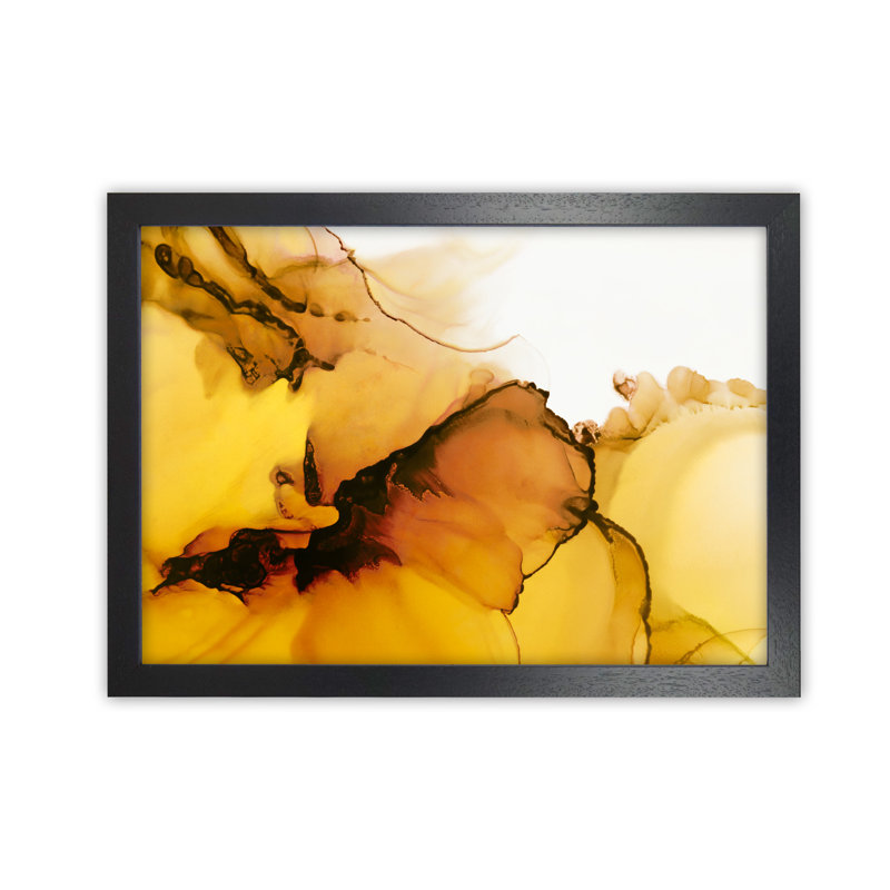 Yellow Watercolour Abstract Original - Painting, 30cm H x 42cm W x 3cm D, Black Frame