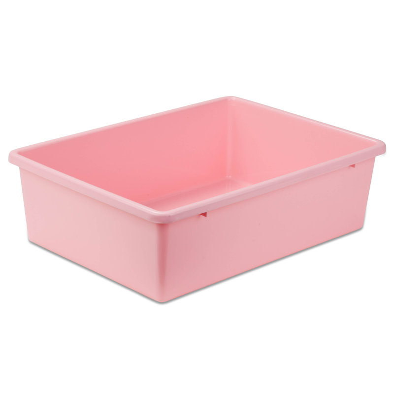 Large Light Pink Stackable Plastic Storage Bin