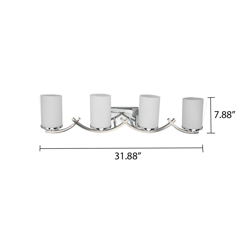 4 Light Vanity Lighting In Chrome, White
