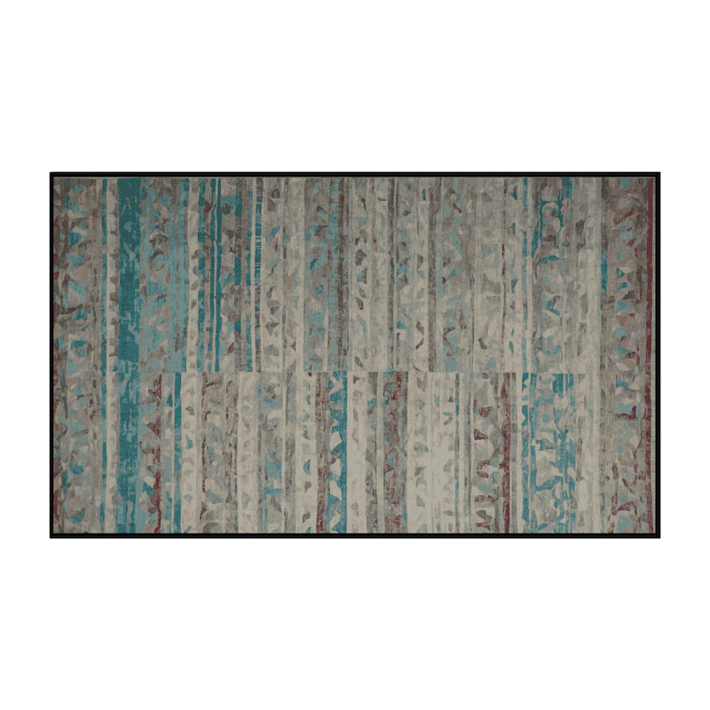 Machine Washable Gray Area Rug, Rectangle 3' x 5'