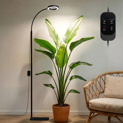 Lampe de croissance pour plantes d'intérieur, lampe horticole à spectre complet avec support, lampe de croissance sur pied de 20 W avec hauteur réglable, minuterie 3/9/12 heures, intensité variable et 3 modes de croissance pour plantes d'intérieur, herbes aromatiques et jardins d'intérieur.