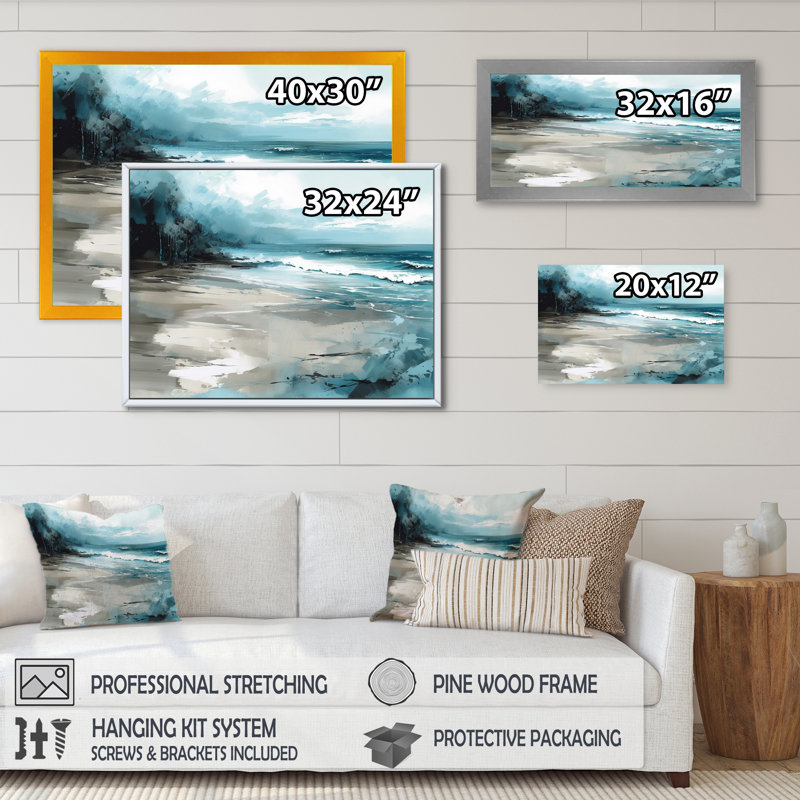 Coastal Waves IV - Imprimé, Cadre noir, H 12 po x l 20 po x P 1 po