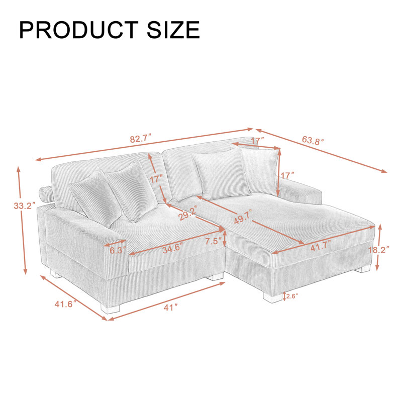 Milbrey 2-Piece Corduroy Sectional Sofa | Modern Design
