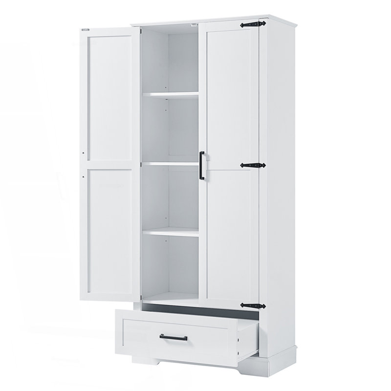 Tall Bathroom Storage Cabinet, Cabinet With Two Doors And One Drawer