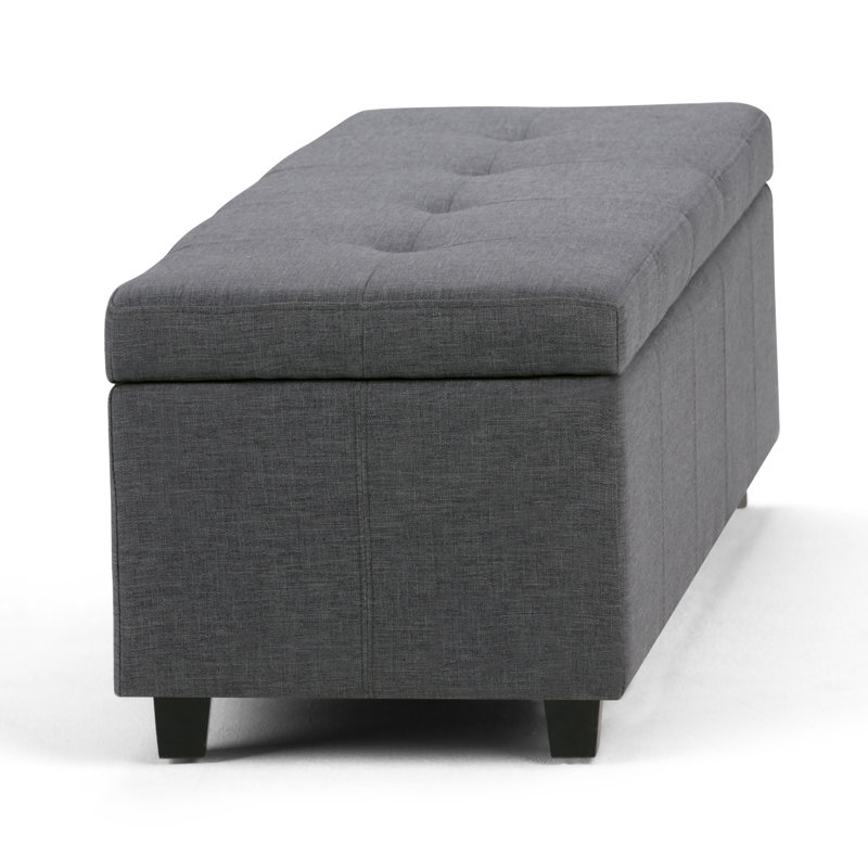 Castleford 48" Tufted Rectangle Storage Ottoman, Slate Grey