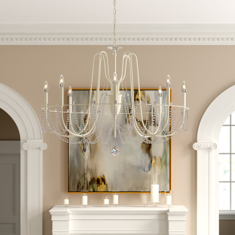 Esmery 8 - Light Chandelier, Clear Heritage Crystal, White