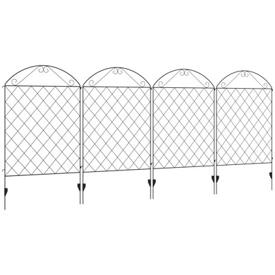 Clôture de jardin en acier antirouille, 4 panneaux, 11,4 pi x 43 po, bordure décorative pour cour, paysage, patio, extérieur 4 11,4 pi x 43 po, rouille - avec admirer les vignes courbées