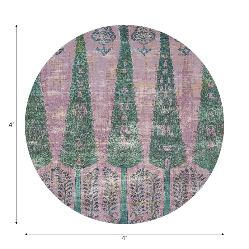 Sous-verres ronds en cuir végétal rose Topkapi, Vert rose
