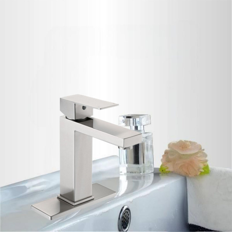 Single-Hole Single-handle Bathroom Faucet with Drain Assembly, Brushed Nickel