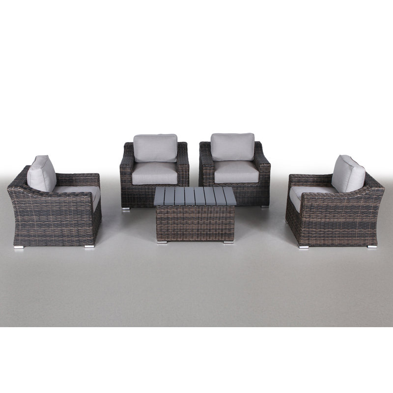 Dayse Fully Assembled 4 - Person Seating Group with Cushions |All-weather wicker sectional, Espresso