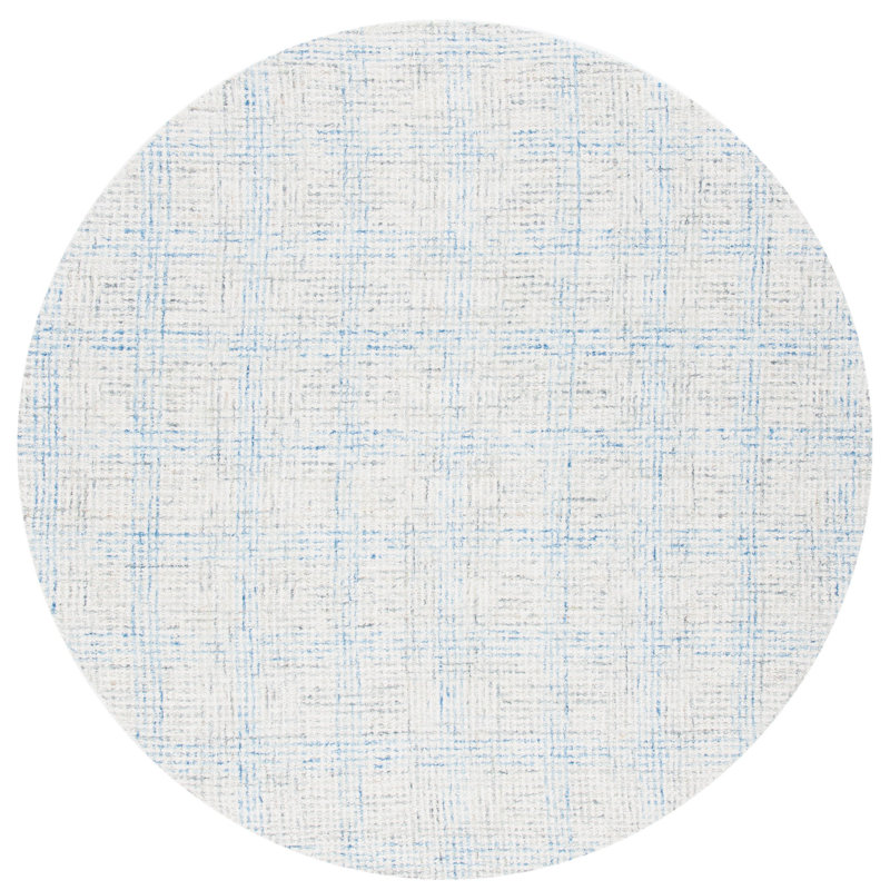 Terkel Hand Tufted Wool/Cotton Rug in Brown/Blue/Ivory, Round 6'