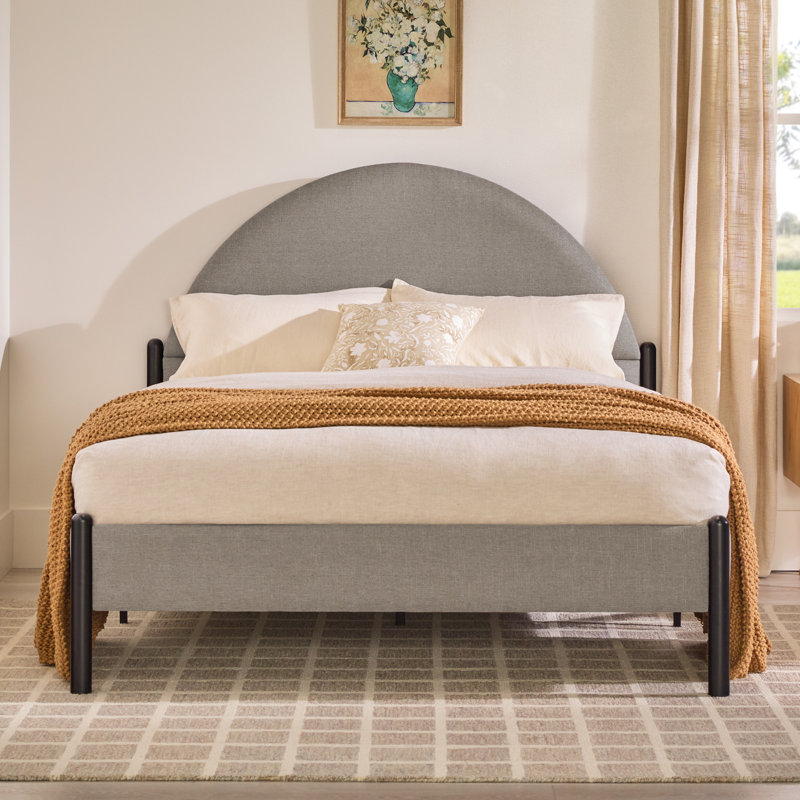 Liann Upholstered Queen Platform Bed, Gray