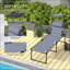 Chaise longue d'extérieur, chaise longue pliante à dossier réglable, chaise de bronzage rembourrée avec toit pare-soleil et appui-tête pour plage, camping, randonnée