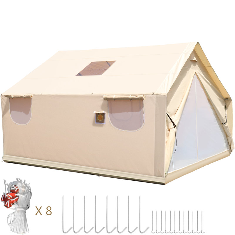 Tente murale en toile 14 x 16 pi avec cadre, ignifuge pour 12 personnes, 10 personnes, H 118 po x l 145,7 po x P 169 po