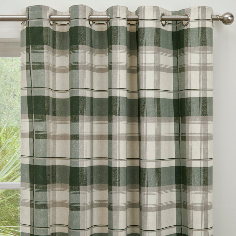 Cotton Semi Sheer Curtain Pair, Bottle Green, Width 117 x Drop 183 cm