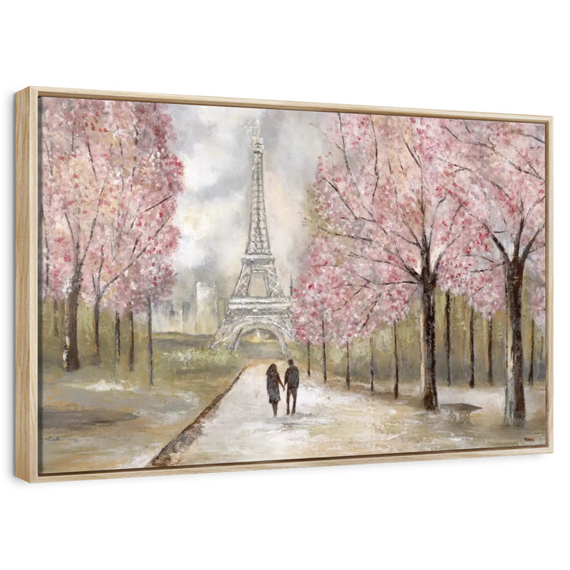 Balade à Paris, Cadre flottant en bois naturel, 43 po x 29 po