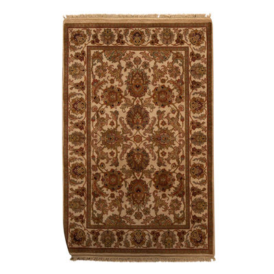 Tapis brun oriental en laine noué à la main 4 pi x 6 pi 2 po Oriental