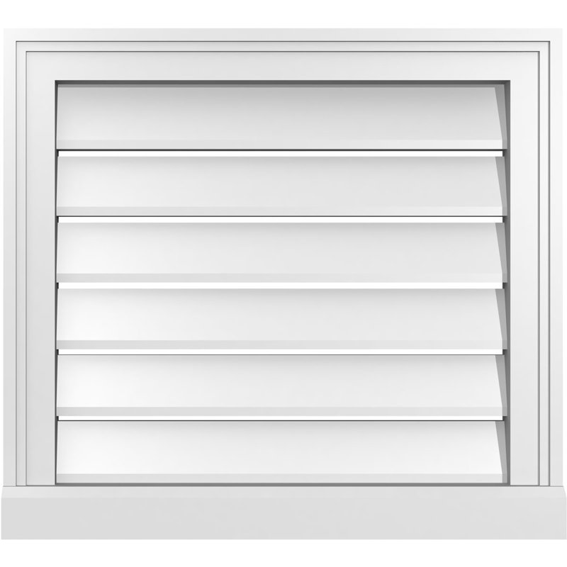 Rectangle Surface Mount Signature Urethane Functional Gable Vent, Primed Tan, 20" H x 22" W x 2" D