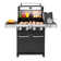 Monument Grills 4-Burner Propane Gas Grill with Side Burner Built in Thermometer, Black
