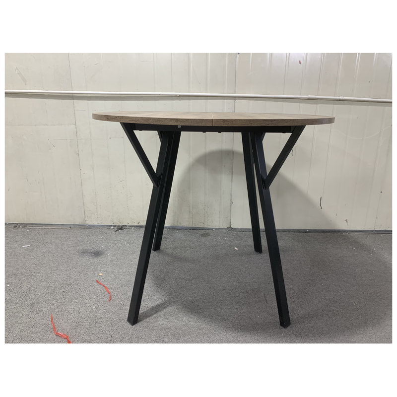 35.43" Round Dining Table, Rustic Brown MDF Kitchen Table for Small Spaces