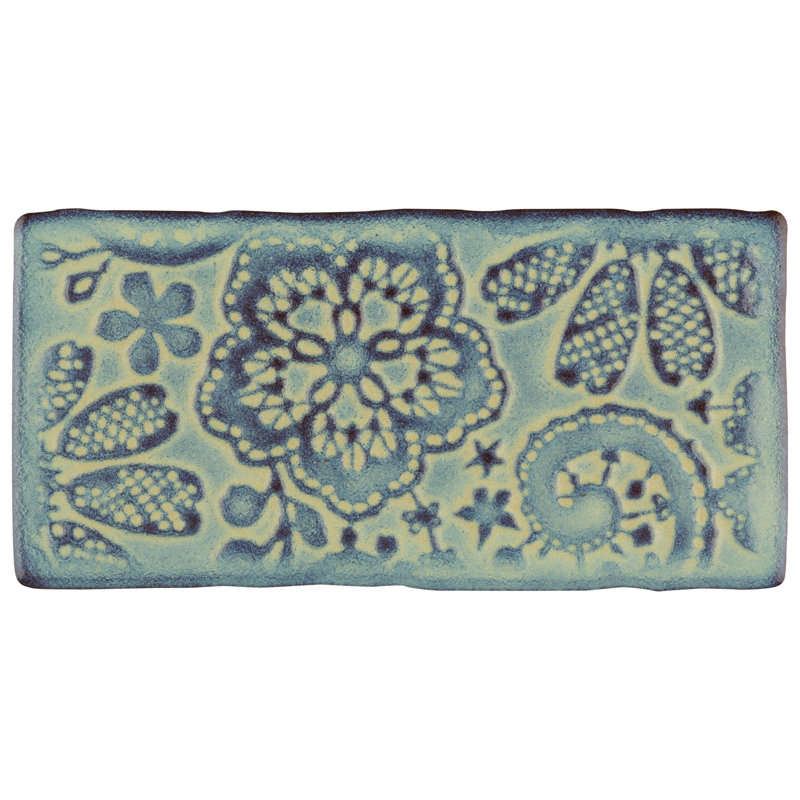 Antic Feelings 3" x 6" Ceramic Patterned Subway Tile, Feelings Aguamarina