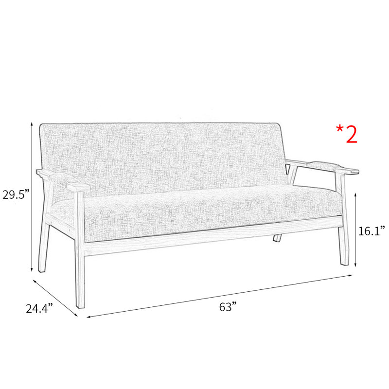 Ruggero Upholstered 63'' Settee, Gray