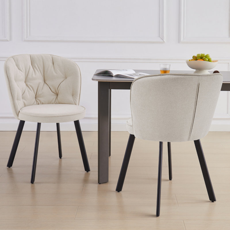  Mathena Soft Frabic Upholstered Dining Chair, Beige